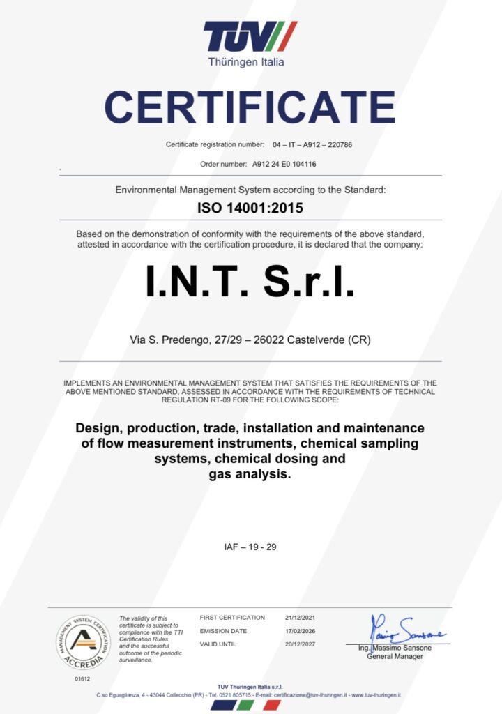 ISO 14001 certificate